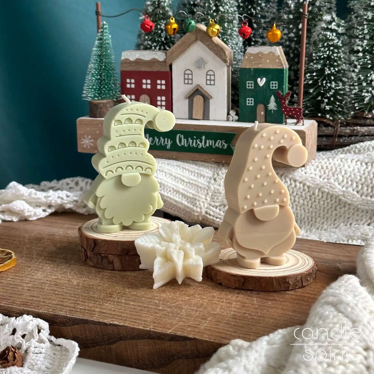 Scandinavian dwarf gnome candles - Christmas present for coworkers, moms, grannies, sisters, friends. Seasonal home decor