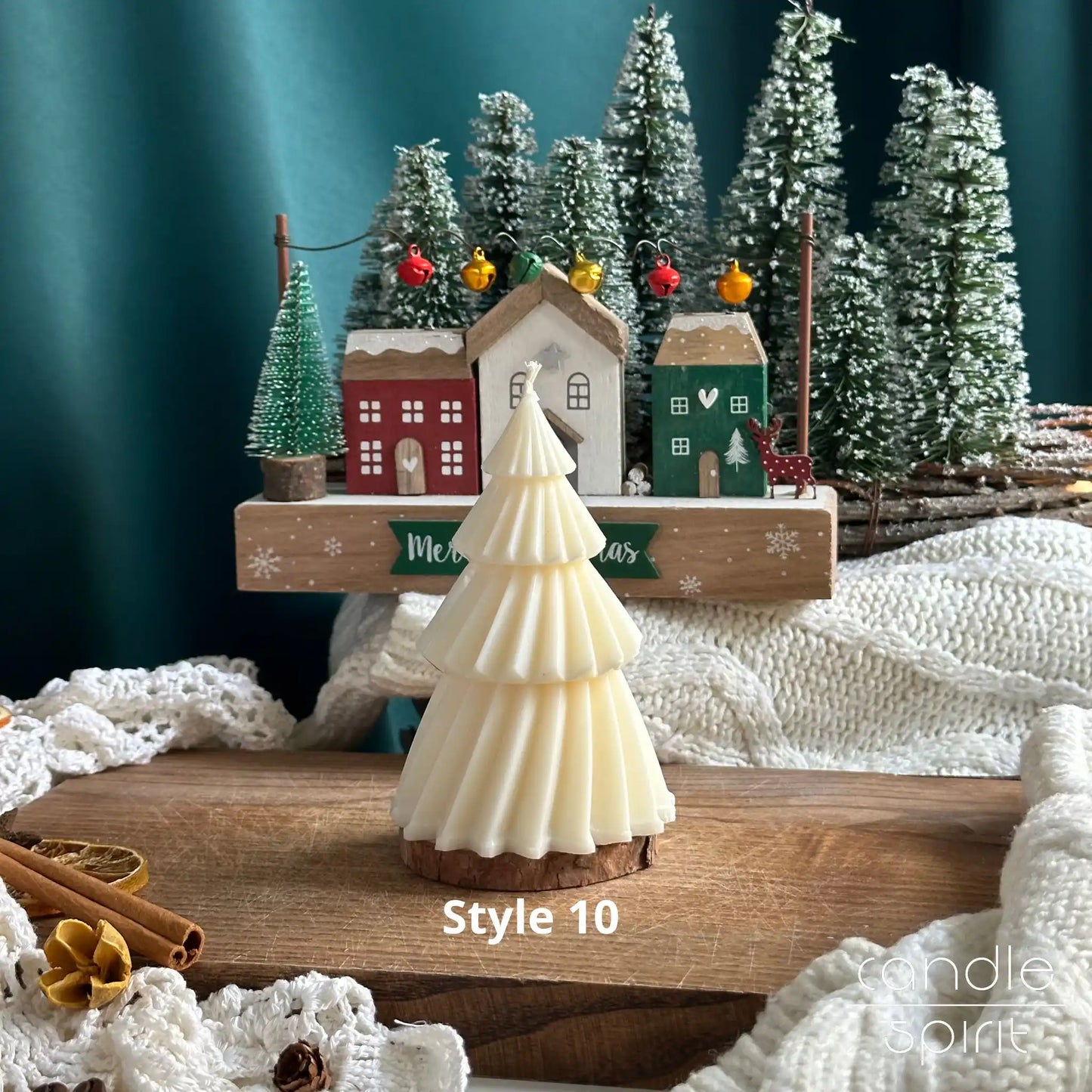 Unique white Christmas tree candle - best Christmas gift for her, winter birthday present for parents, seasonal decor.