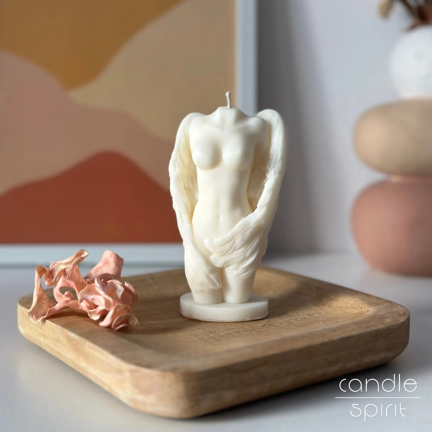 Scented white angel torso candle - unique present for birthdays, Christmas, Valentine's Day, Mother's Day.