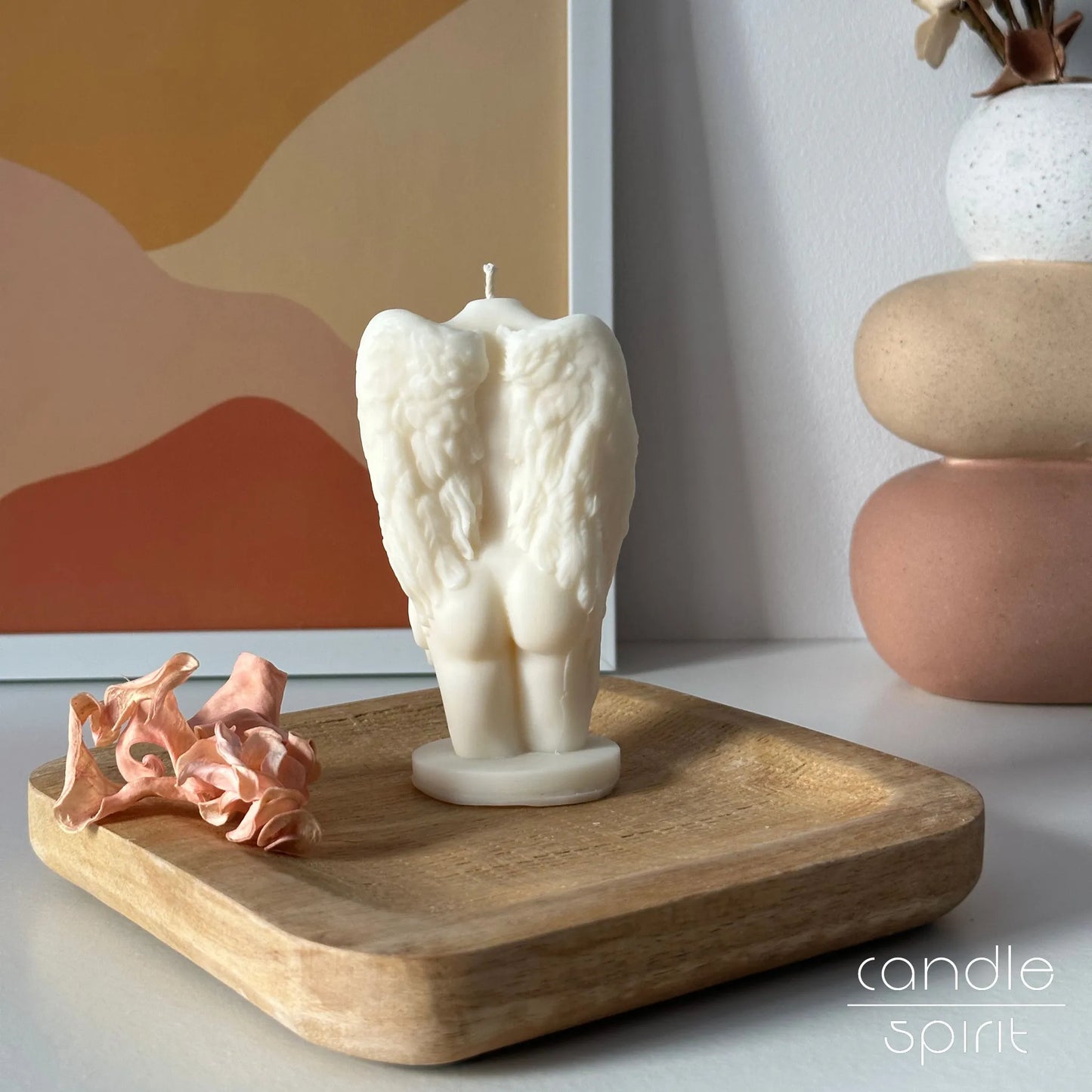 Scented white angel torso candle - elegant romantic home decor, scented gift for a mom, friend, partner, and wife.