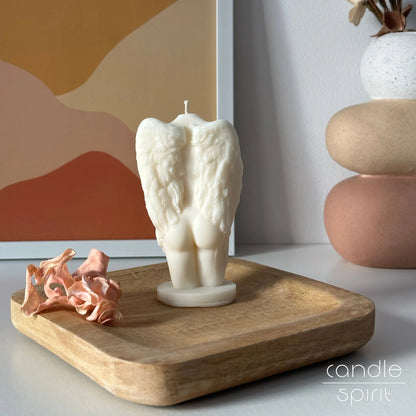 Scented white angel torso candle - elegant romantic home decor, scented gift for a mom, friend, partner, and wife.