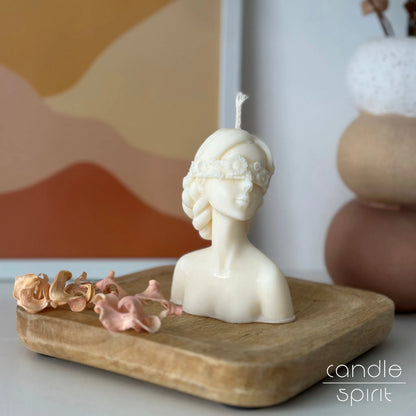 Veiled lady candle - bridal shower decor, wax wedding gift for a bride, fiancée, newlyweds, elegant home decor.