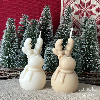 Two scented Christmas reindeer candles - seasonal decor, Secret Santa gift, stocking filler, and winter office decor