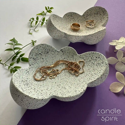 Two waterproof cloud trinket trays - bathroom vanity decor, soap dish, and jewellery holder.  Ideal present for mothers, brides, daughters, friends, hosts, and hostesses. 
