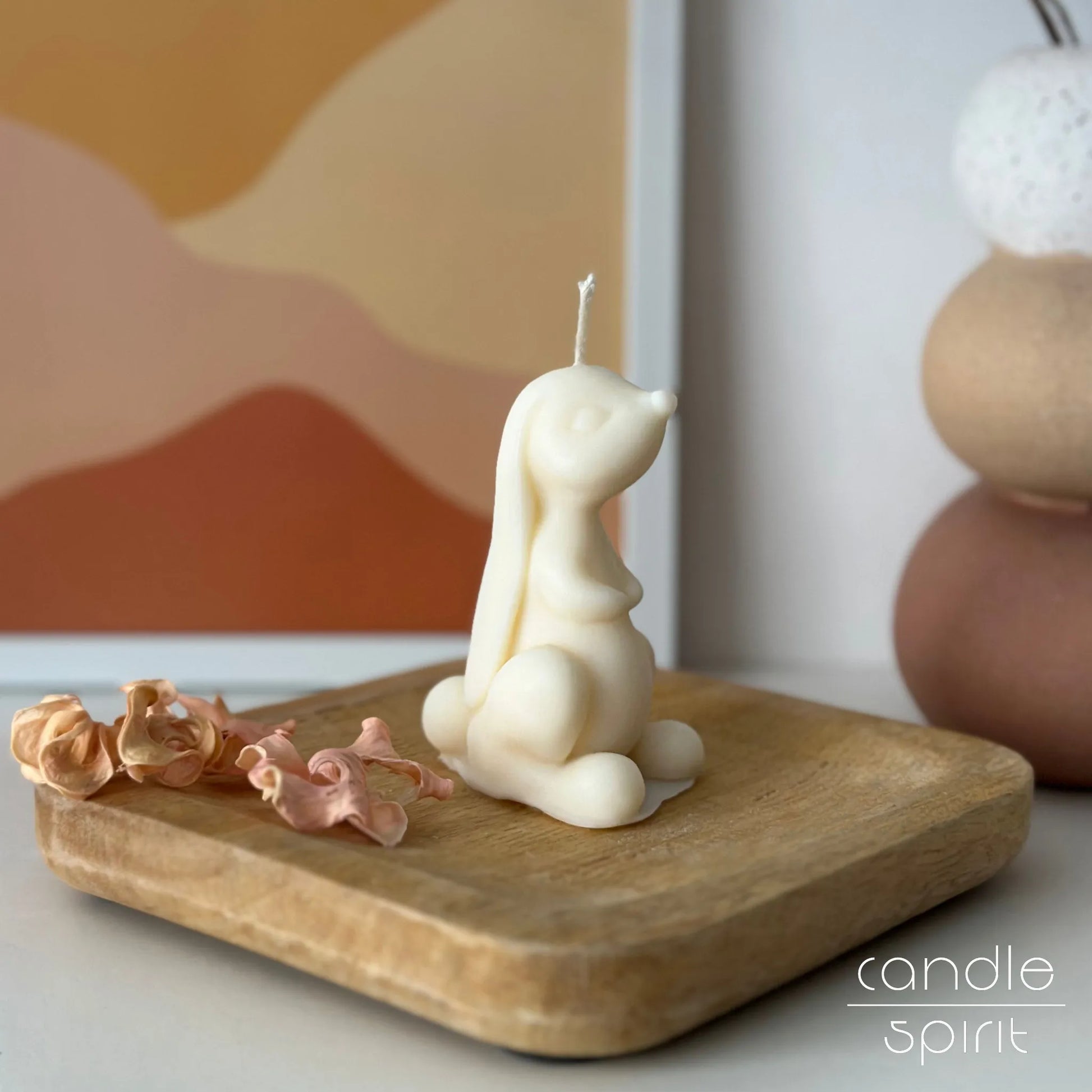 Scented bunny candle - small Easter gift, pastel spring decor for nurseries, bedrooms, living rooms. 