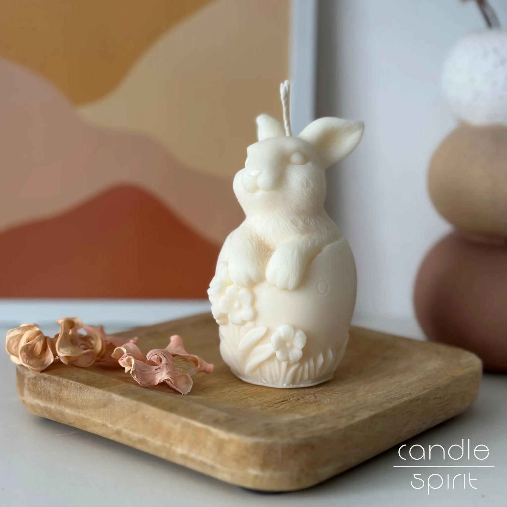Cute large bunny Easter candle - pastel Easter decor, a spring birthday present, a seasonal home accent