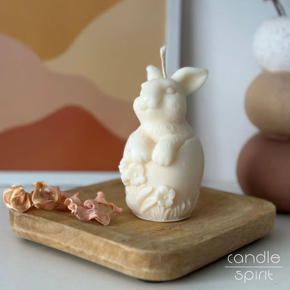 Cute large bunny Easter candle - pastel Easter decor, a spring birthday present, a seasonal home accent