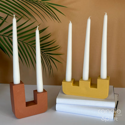 Double and triple candlestick holders for two and three taper candles - autumn gift for fall host and hostesses, romantic dinner decor