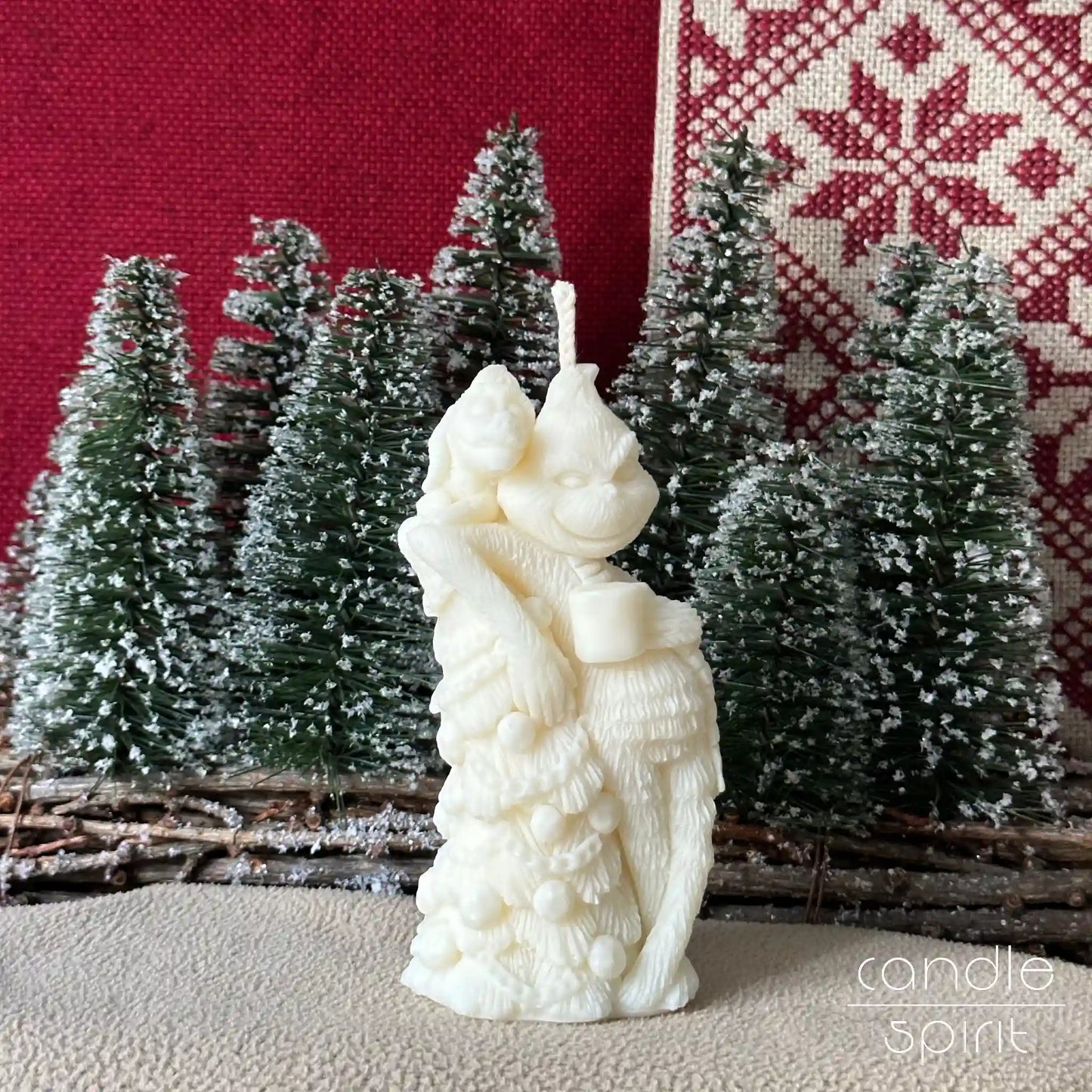 Christmas Elf candle with a Christmas tree - holiday decor, funny Secret Santa presents