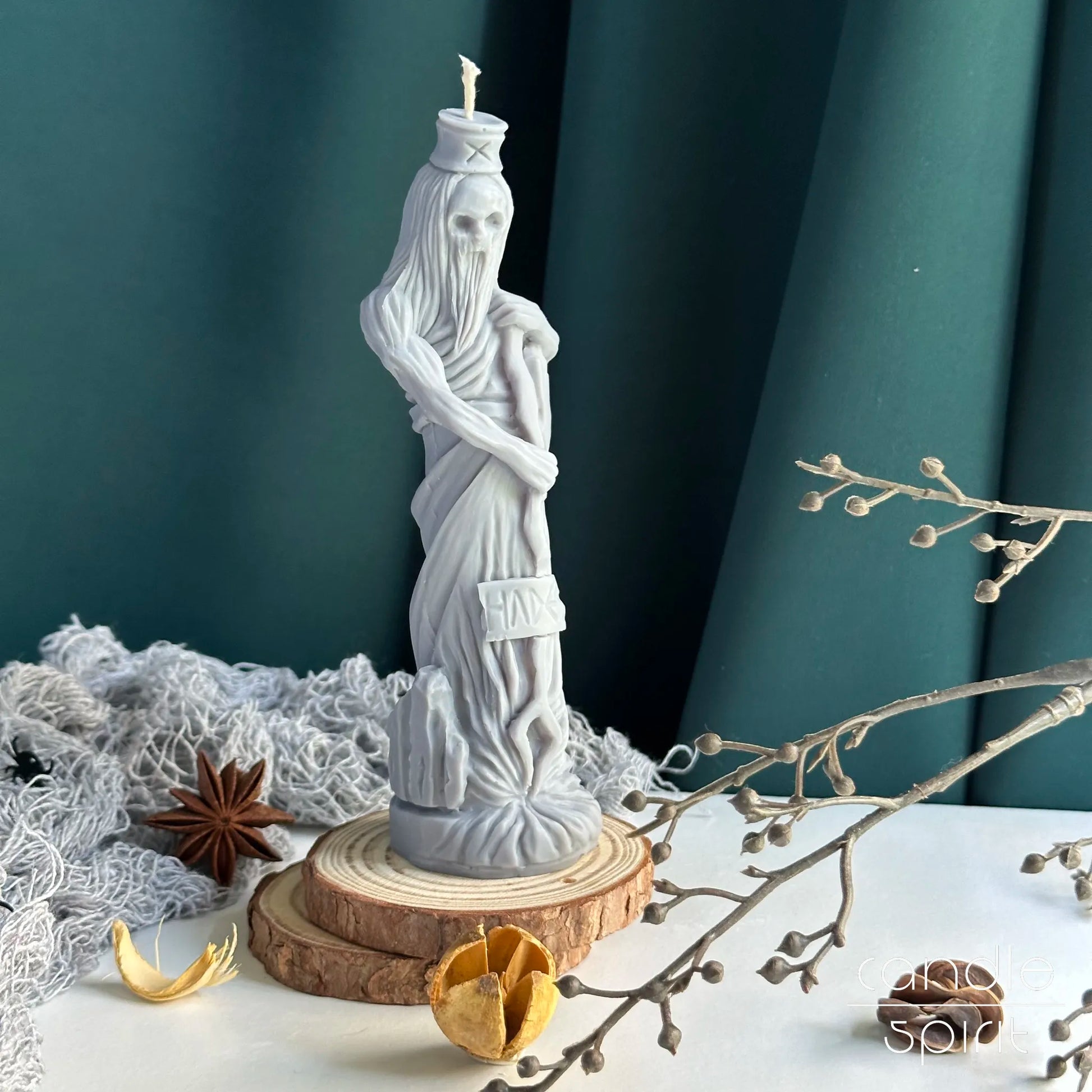 Scented goddess candle statue of Hades - Halloween gift for history lovers, mythology fans, rockers, bikers.