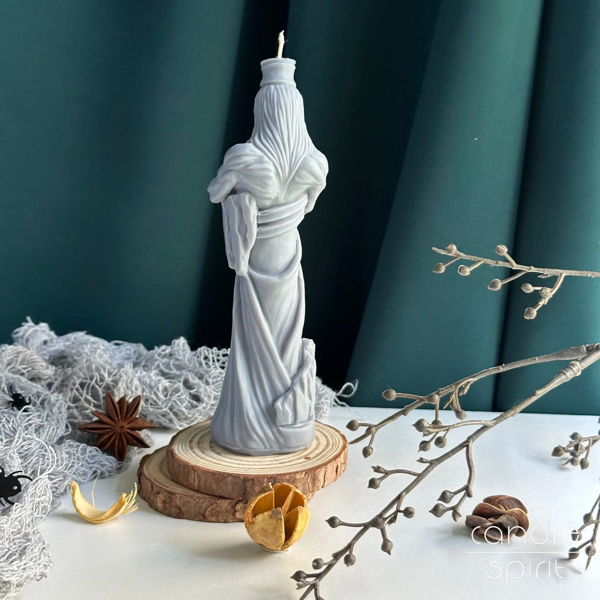 Scented goddess candle statue of Hades - spooky Halloween decor, witchy gift, mythology lover birthday present.