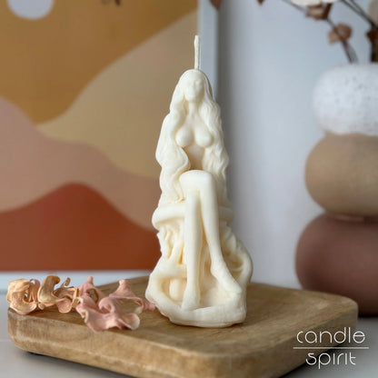 White lady mushroom candle - aesthetic home decor, Christmas gift, unique Valentine’s Day, birthday, Mother’s Day, and holiday presents.