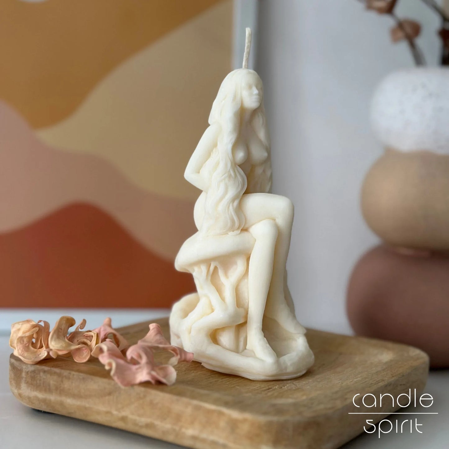 Large lady mushroom candle - dark academia decor, scented goddess candle.