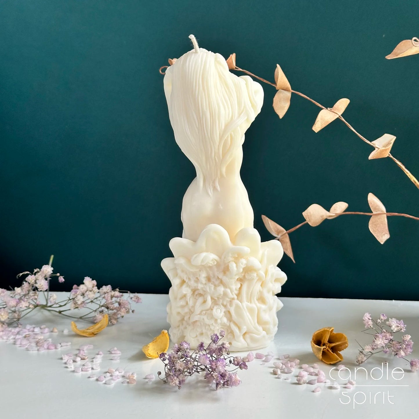 Large scented Aphrodite candle - unique living room, bedroom, art studio, witchy altar, and stylish bathroom decor.