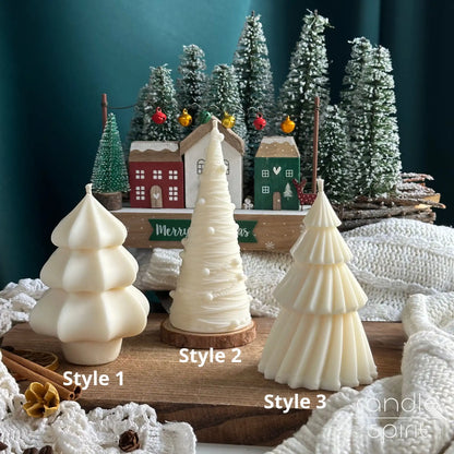 Large white Christmas tree candles - scented Christmas presents, seasonal decor, corporate gifts for employees, clients, business partners. 