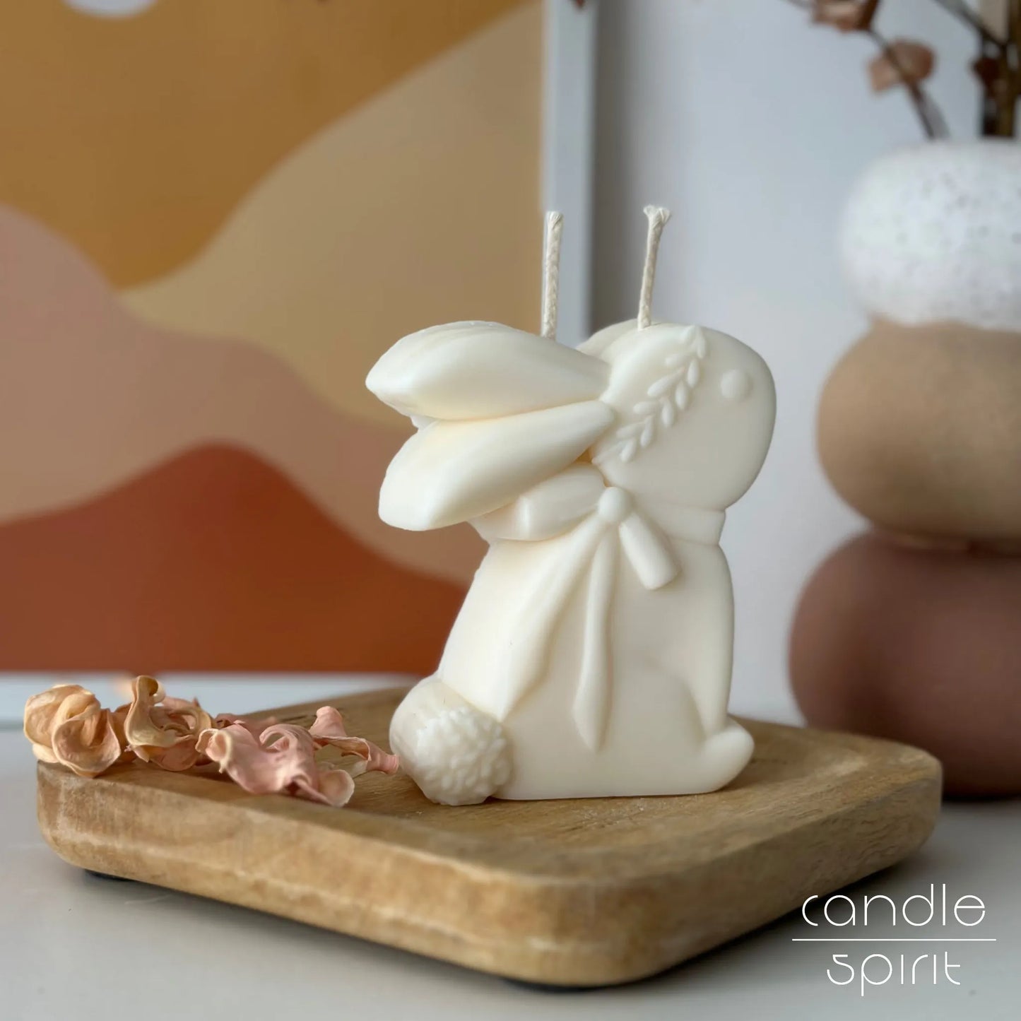 Large scented bunny candle - pastel spring decor, Easter gift, holiday decoration & seasonal gift for kids, grandmothers, mothers, hosts, hostesses, pet lovers.
