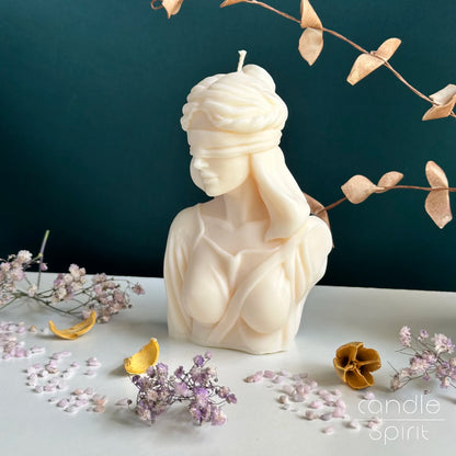 Large Goddess of Justice candle - Christmas gift for law students, lawyers, judges, professors. Legal office decor.