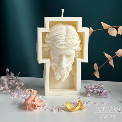 Large scented Jesus Christ candle - religious Christmas gift and Easter home decor