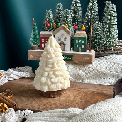 Large Santa Christmas tree candle - seasonal decor, holiday hosting gift, Christmas gifts for friends, family, colleagues 