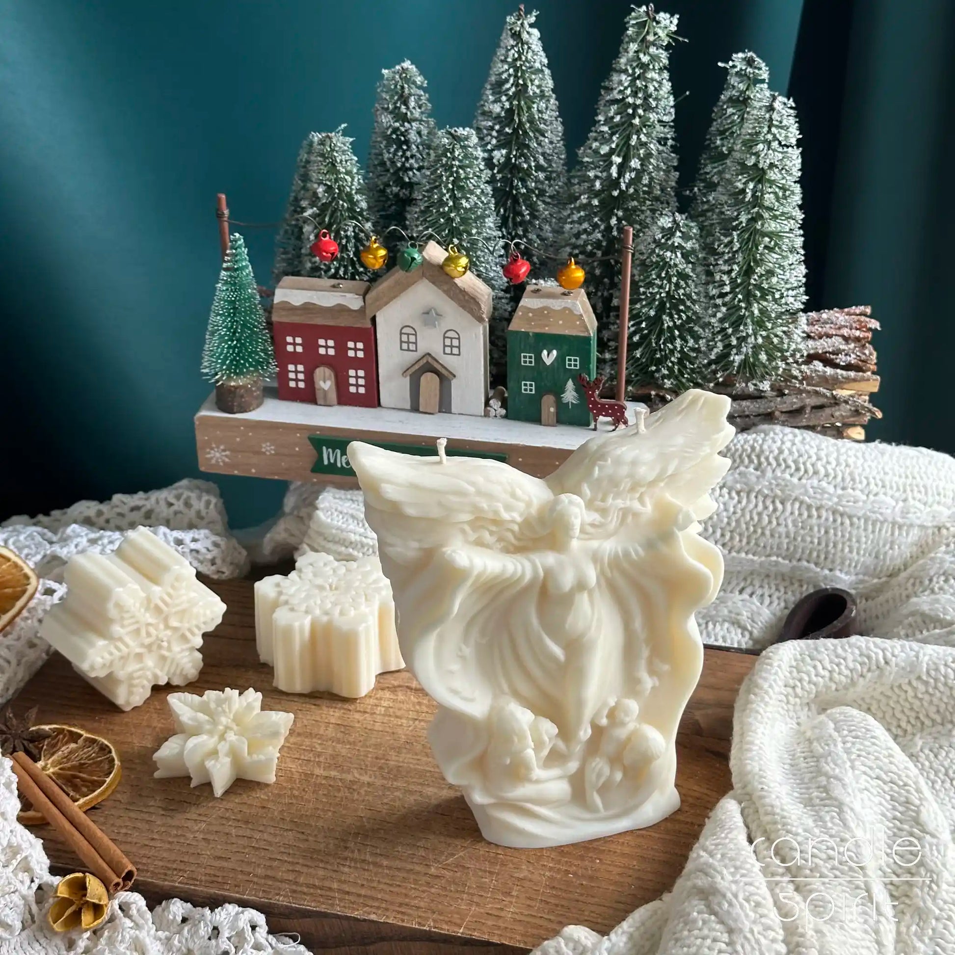 Large white scented Christmas angel candle - unique confirmations, housewarmings, weddings present.