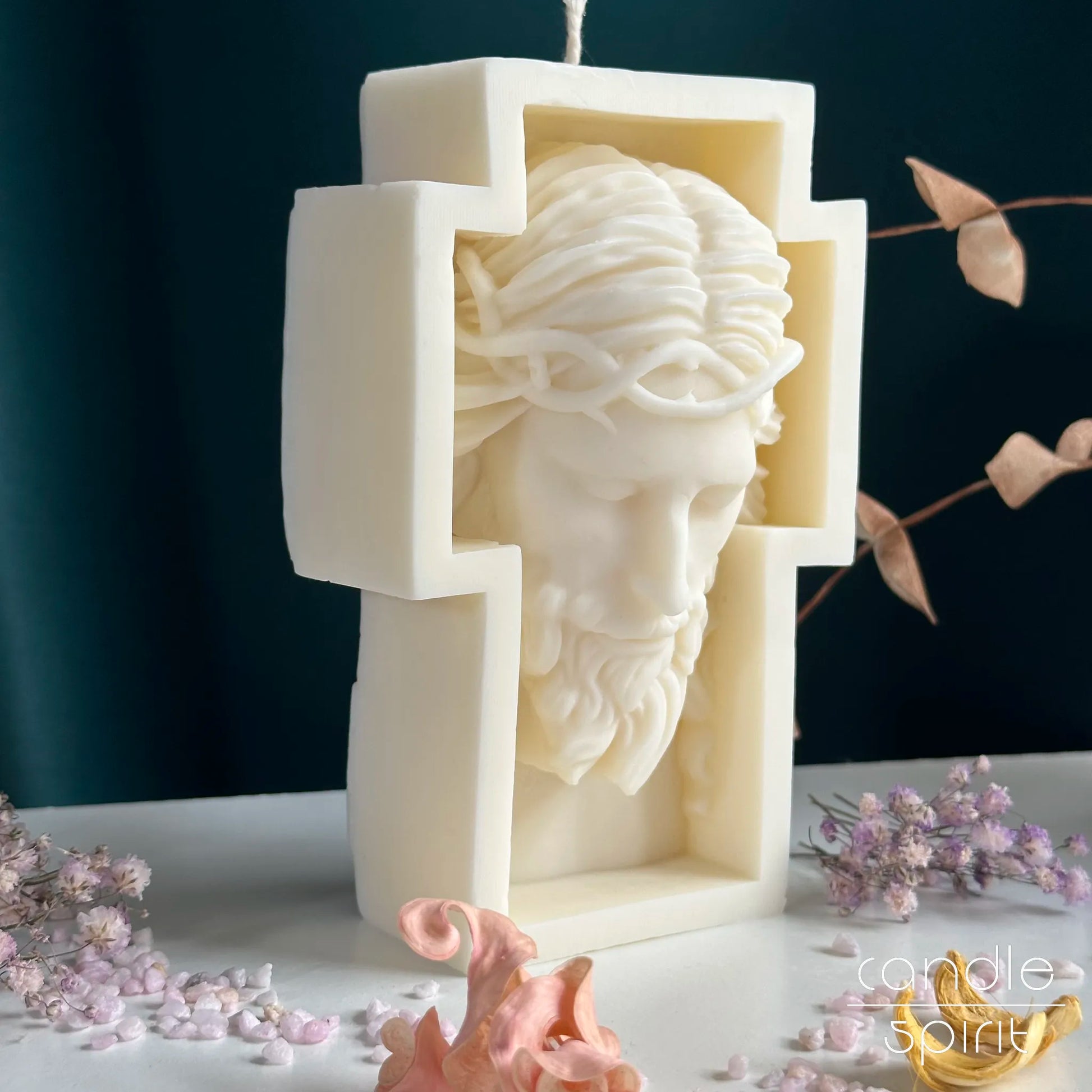 Large seasonal scented Jesus soy candle - unique Christmas, Easter, baptism, confirmations, and memorials gift.