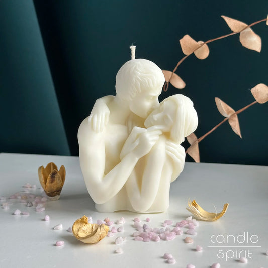 White couple in love body candle - wax anniversary gift for a wife, husband, girlfriend, boyfriend, fiancée, fiancé, spouse, or partner.