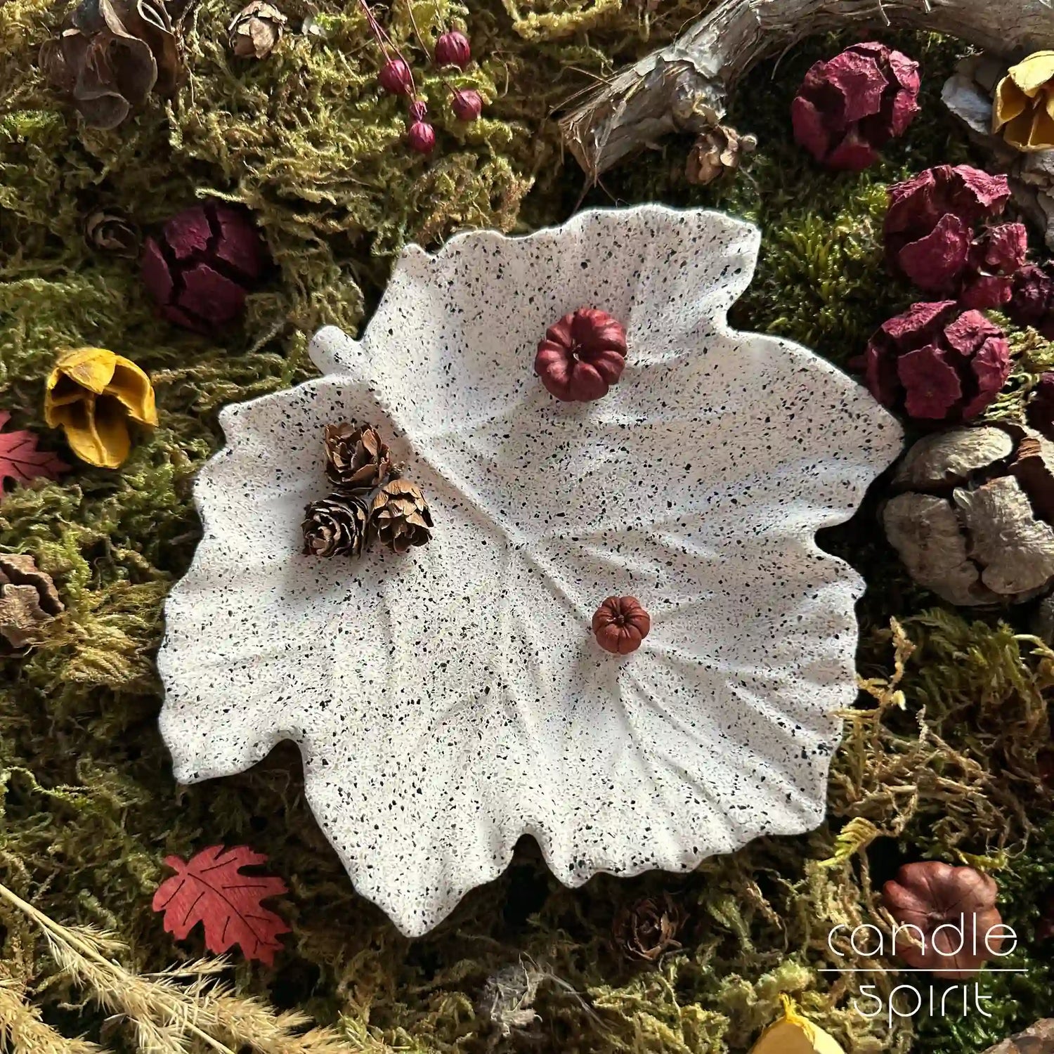 White maple leaf trinket tray - autumn decor for living rooms, bedrooms, dining rooms, entryways, offices. Unique autumn birthday and housewarming gift for hostess.