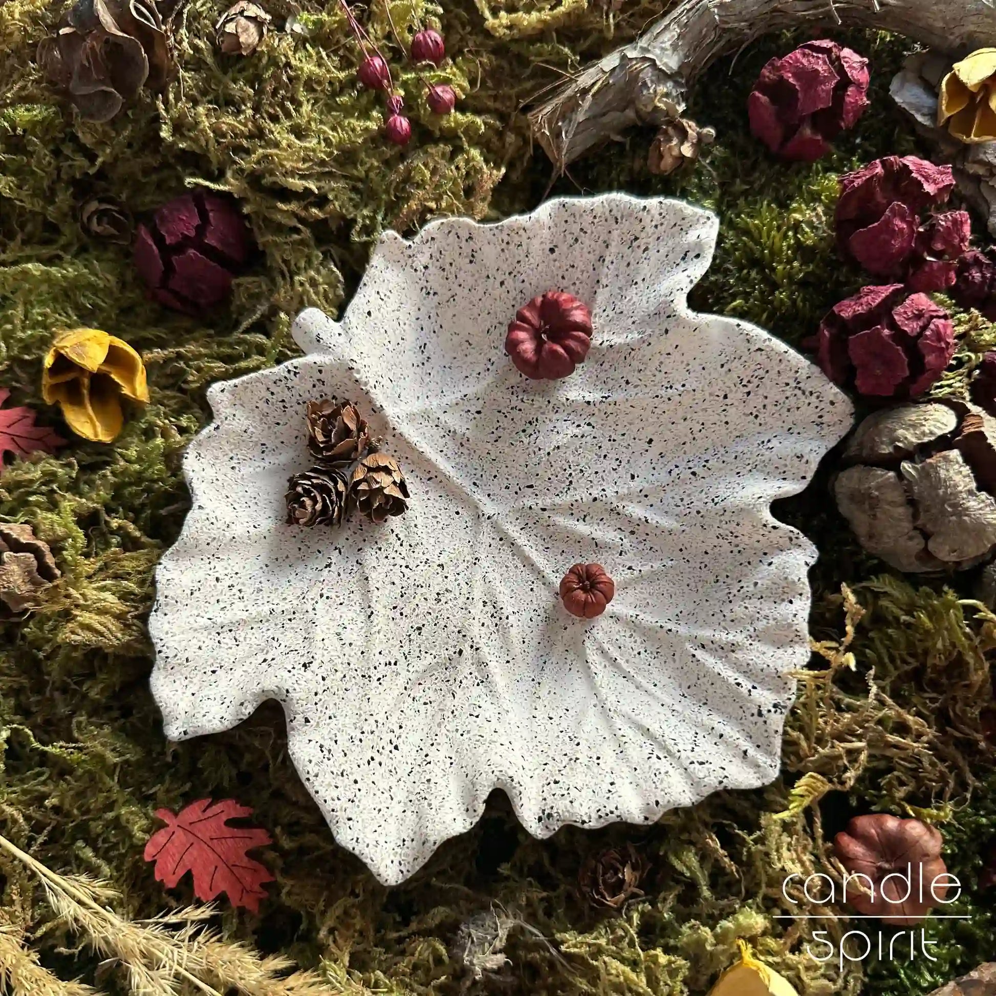 White maple leaf trinket tray - autumn decor for living rooms, bedrooms, dining rooms, entryways, offices. Unique autumn birthday and housewarming gift for hostess.