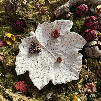 White maple leaf trinket tray - autumn decor for living rooms, bedrooms, dining rooms, entryways, offices. Unique autumn birthday and housewarming gift for hostess.