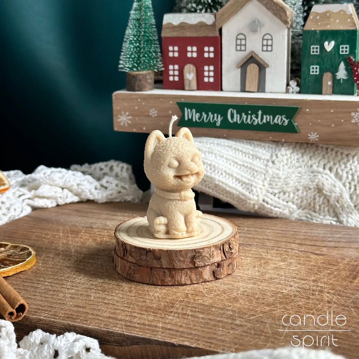Mini brown puppy candle - Christmas stocking filler, children and nursery decor, cute baby shower favours, dog birthday favors