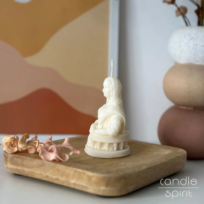 Mona Lisa candle - unique living room, bedroom, salon, library, art studio, school, classroom, and office decor