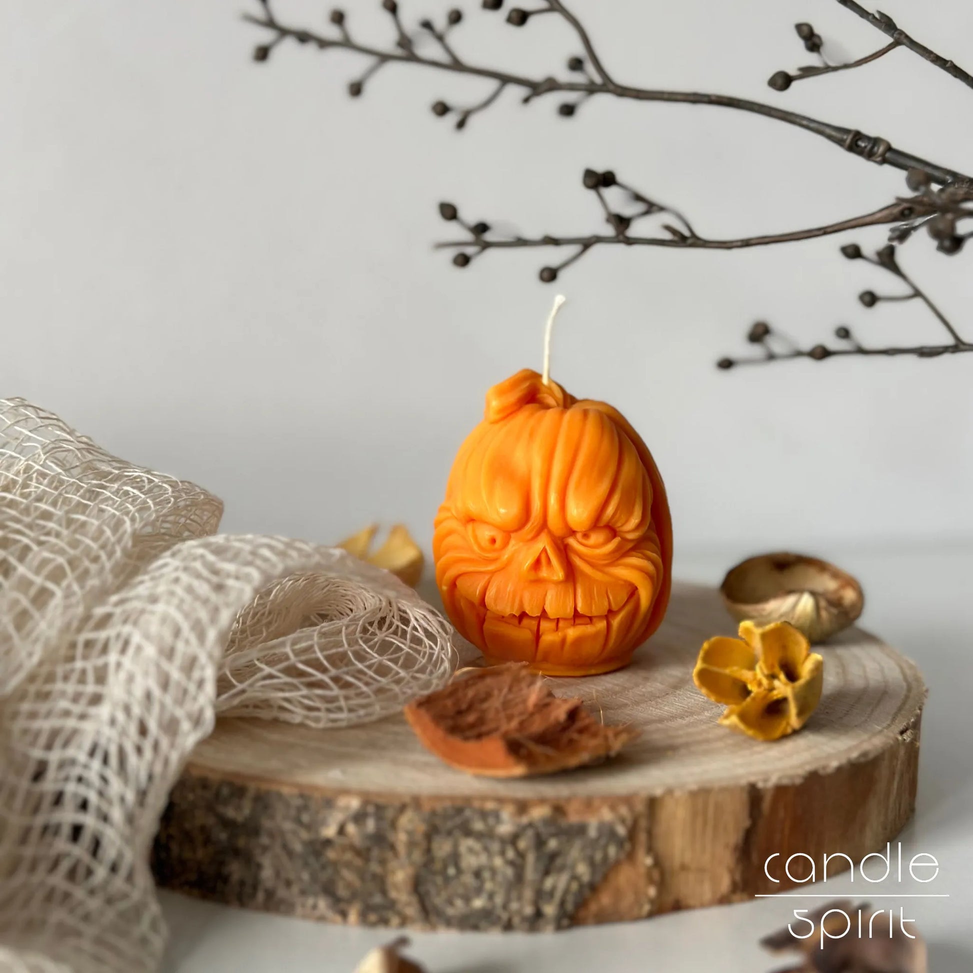 Orange pumpkin candle - Halloween gift and seasonal home decor