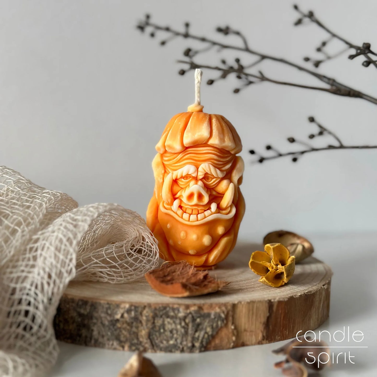 Scented Halloween pumpkin candle - holiday gift for trick-or-treaters, friends, colleagues, and kids.