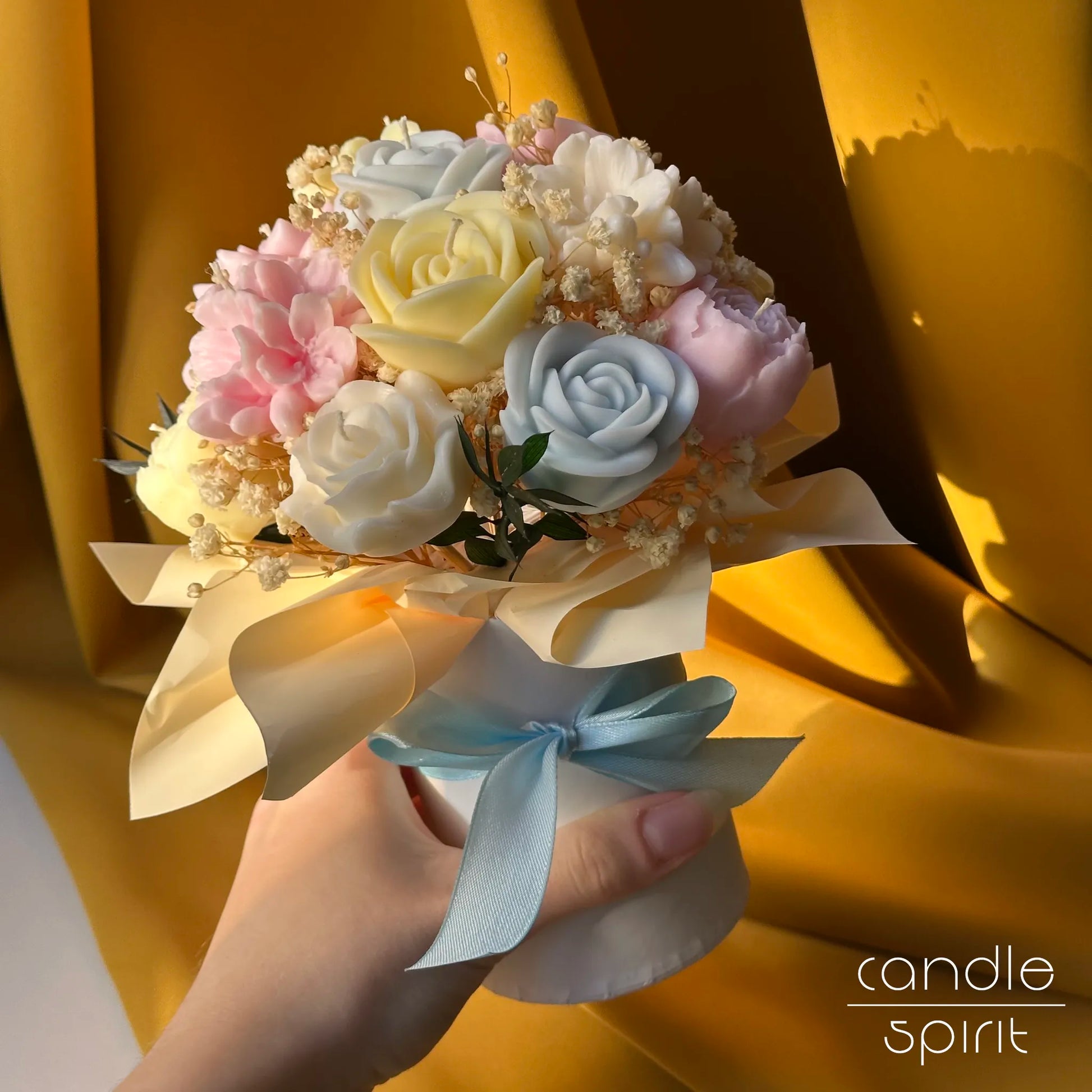 Pastel candle bouquet - romantic wax anniversary gift for her birthday. Teachers' Day gift for a teacher, professor, mentor. 