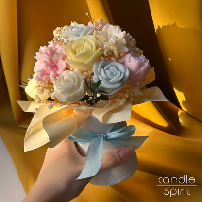 Pastel candle bouquet - romantic wax anniversary gift for her birthday. Teachers' Day gift for a teacher, professor, mentor. 