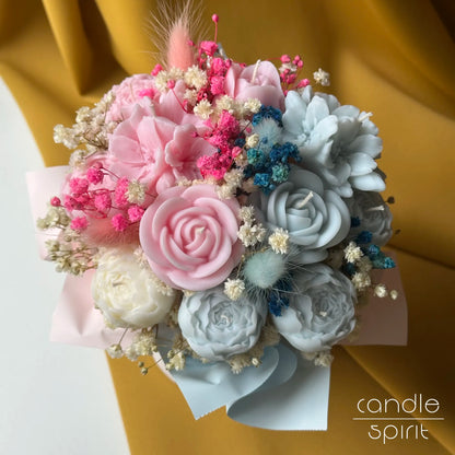 Bouquet of pastel pink, white, and blue flower candles - cute birthday gift for a mom, wife, grandmother, girlfriend