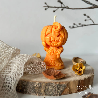Orange pumpkin candle - cute seasonal home decor, Halloween gift for kids, friends, coworkers, autumn wedding favors.