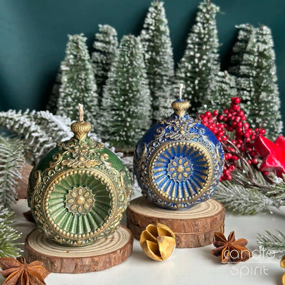 Green and blue bauble candles - Christmas decor, Mother's Day, Valentine's Day, birthday gift for her