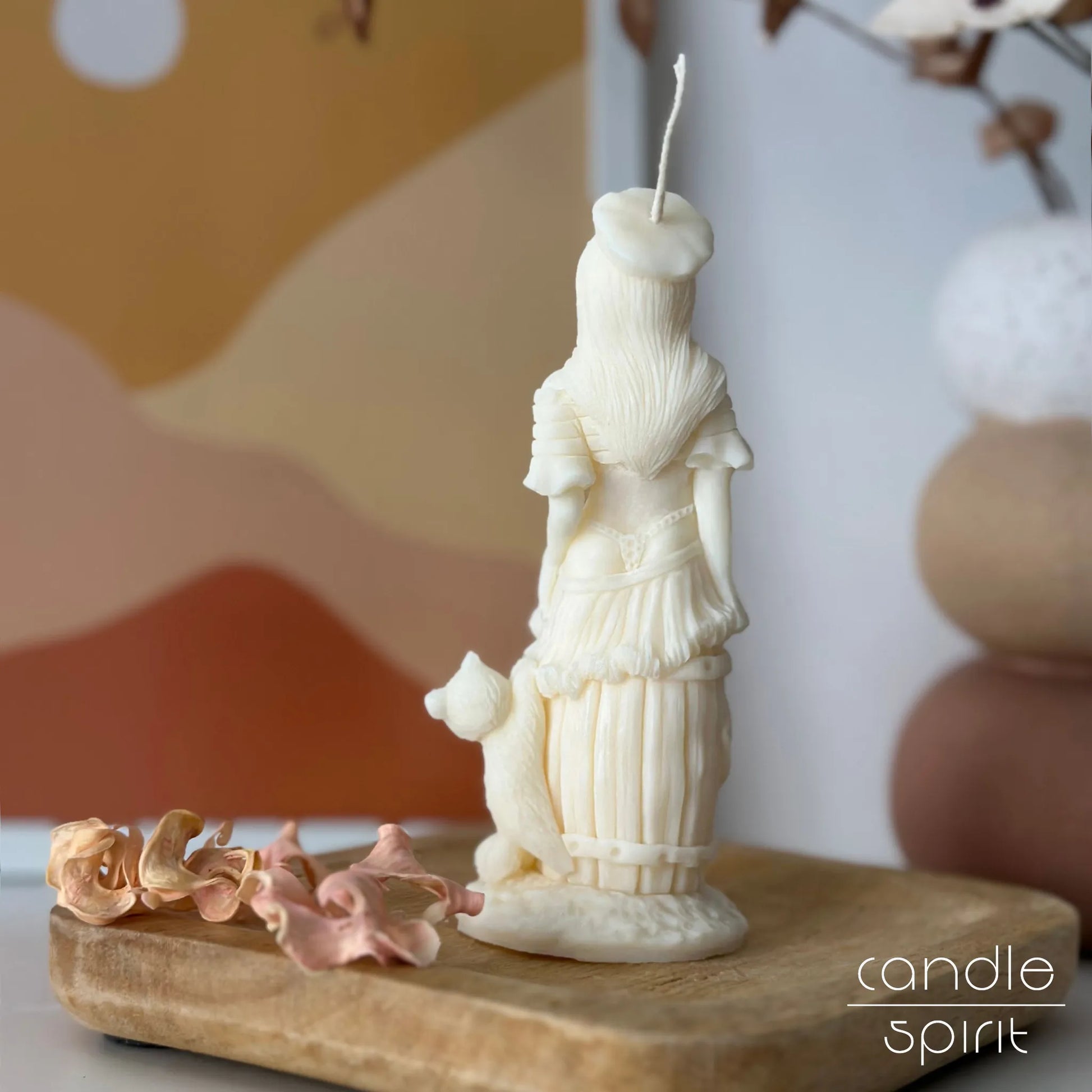 White sailor lady with a cat candle - stylish decor for coastal homes, man caves, bars, tattoo studios, barbershops, gyms, men’s lounges, bedrooms, living rooms, and nautical bachelor parties.
