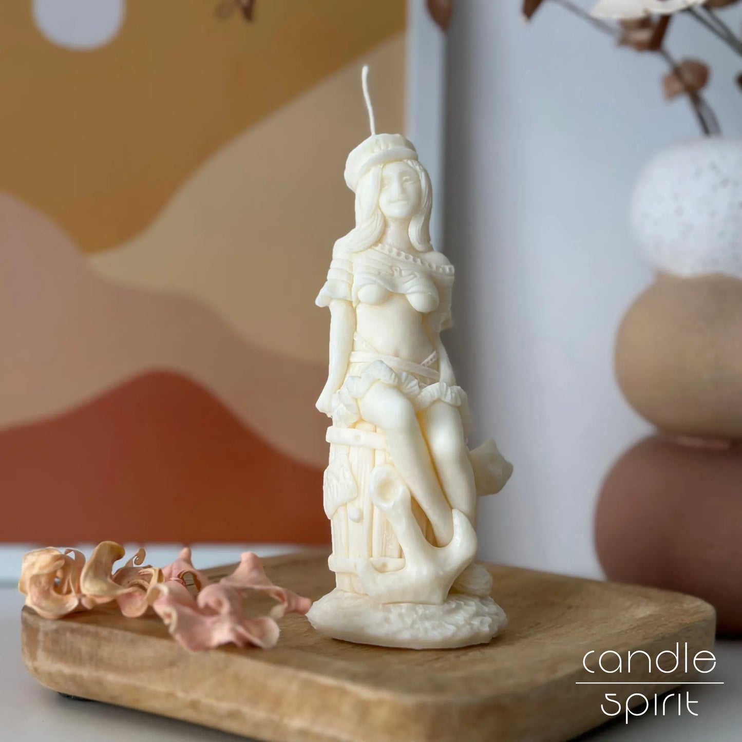 White Sailor lady candle - pin-up style gift. Unique nautical bar, tattoo studio, bachelor party decor. 