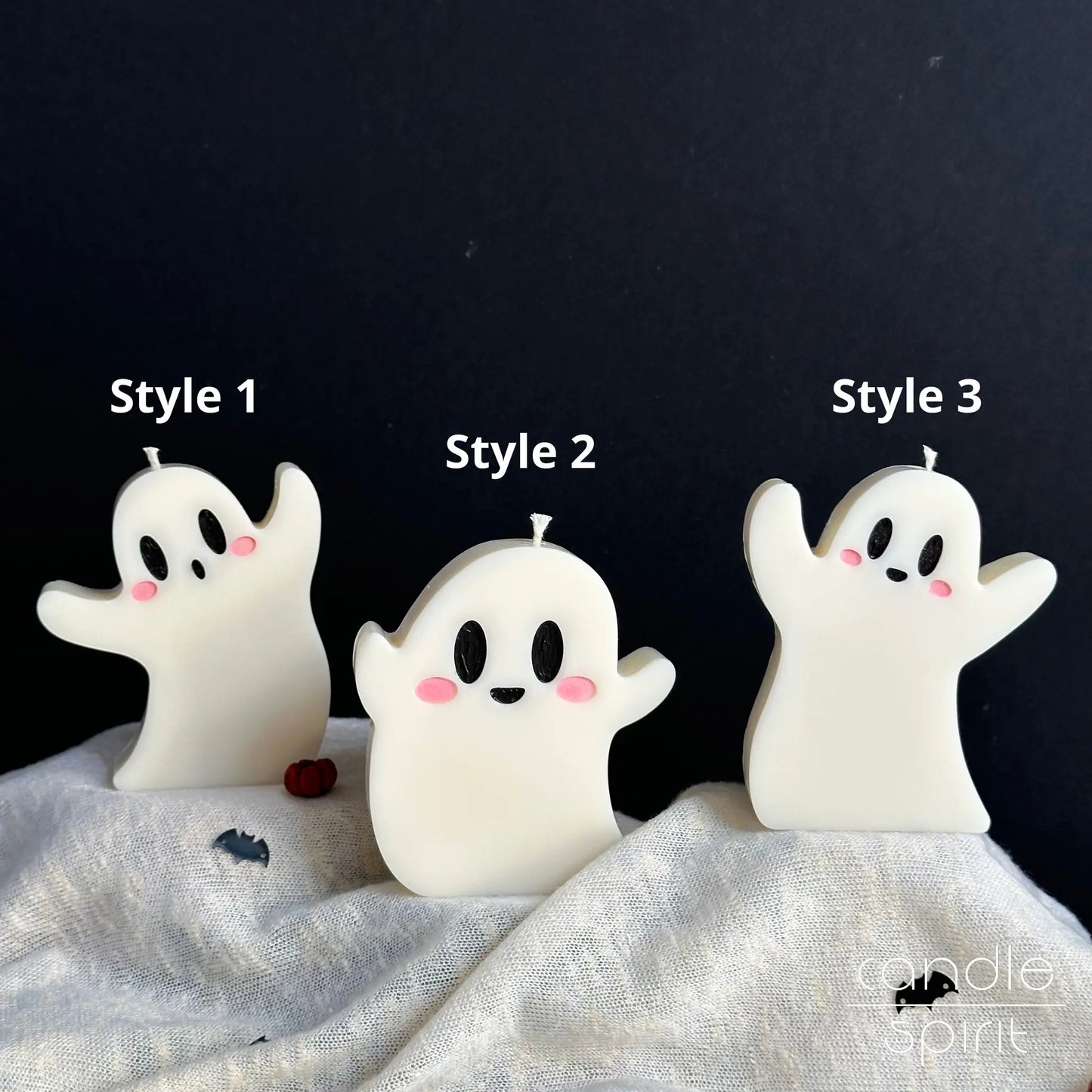 Three scented white ghost candles - Halloween office decor and spooky seasonal gifts for friends, coworkers, kids, and holiday hosts.