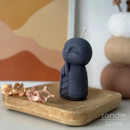 Gray scented Buddha candle - zen gift for yoga teachers, meditation lovers, and spiritual practitioners