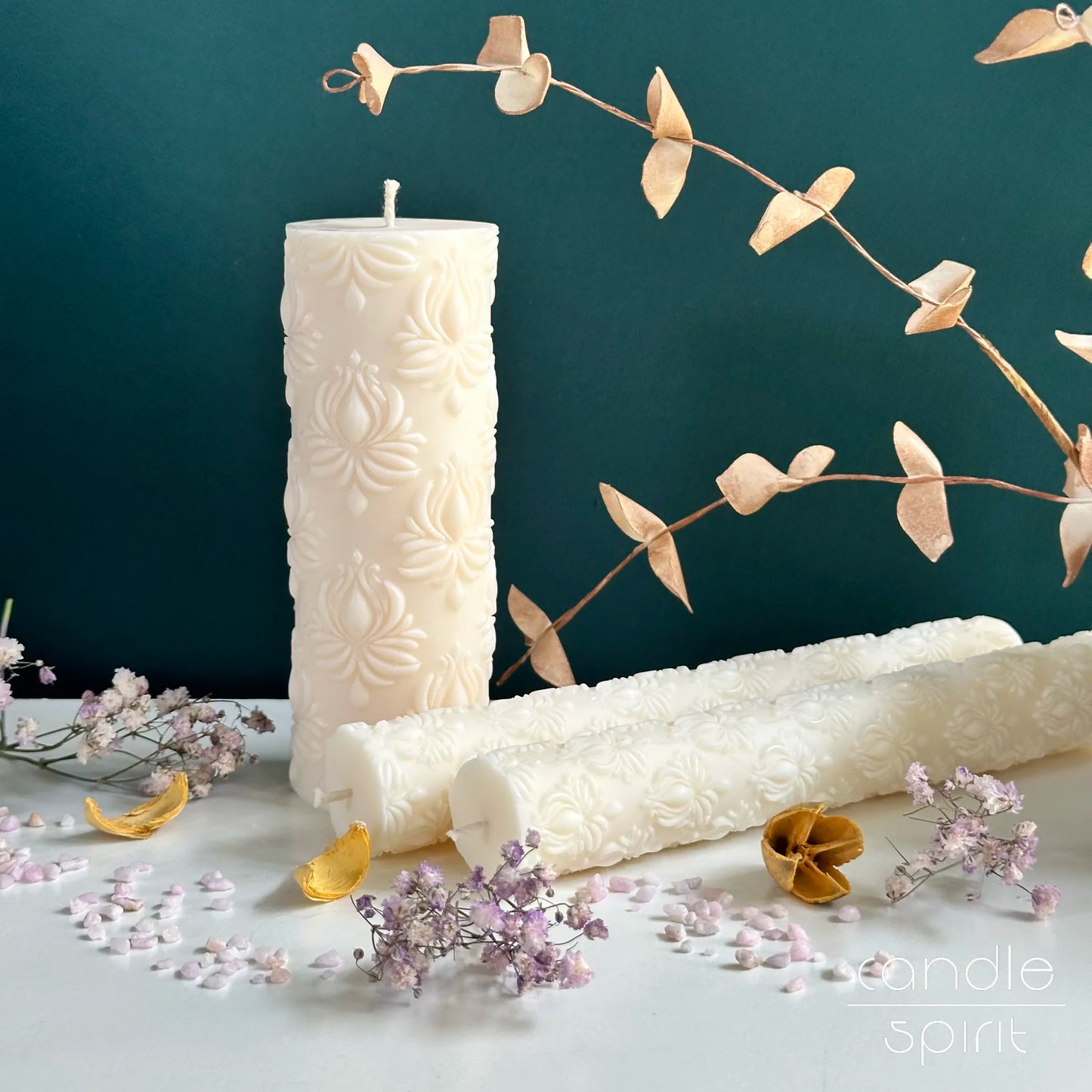 Three scented unity candles, one thick, two tapers - Valentine's Day gifts and housewarming presents for a couple, wife, newlyweds.