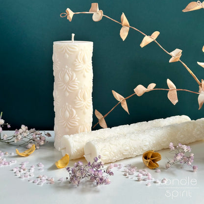 Three scented unity candles, one thick, two tapers - Valentine's Day gifts and housewarming presents for a couple, wife, newlyweds.