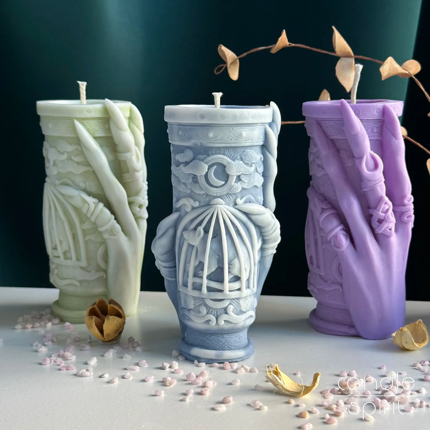 Large scented witchy pillar candles - birthday gift for witchcraft lovers, fantasy fans, cosplayers, gamers.