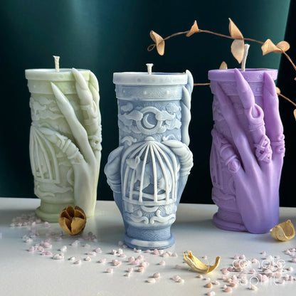 Large scented witchy pillar candles - birthday gift for witchcraft lovers, fantasy fans, cosplayers, gamers.
