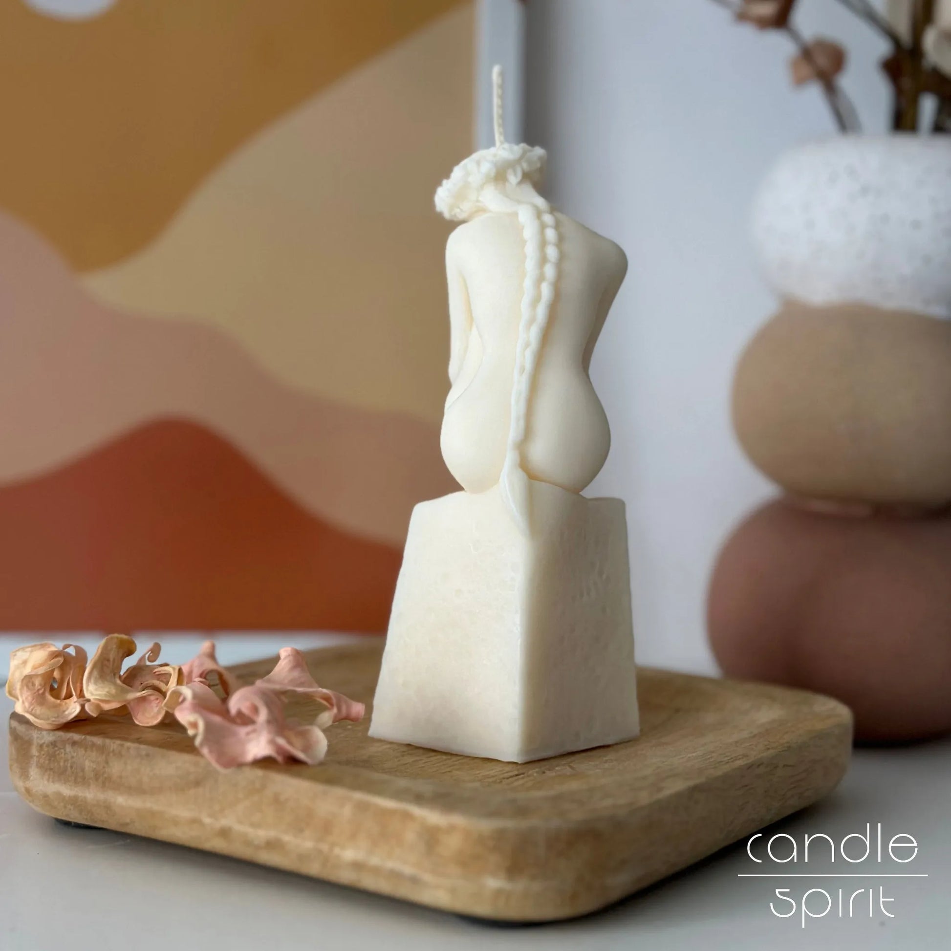 Large white Sea Nymph candle - elegant home accent and unique present for a wife, girlfriend, partner, mom, sister, daughter, bride, bridesmaid, and friend.