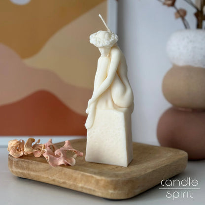 Large white Sea Nymph candle - elegant home decor and romantic gift for Christmas, birthdays, weddings, Valentine’s Day, wax anniversaries, housewarmings, and Mother’s Day.