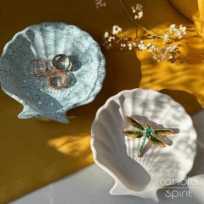 Two shell ring dishes - elegant wedding decor, bridal shower gift for bride, bridesmaid. Unique birthday, Christmas, and Mother's Day gift for moms, sisters, grandmas, friends.