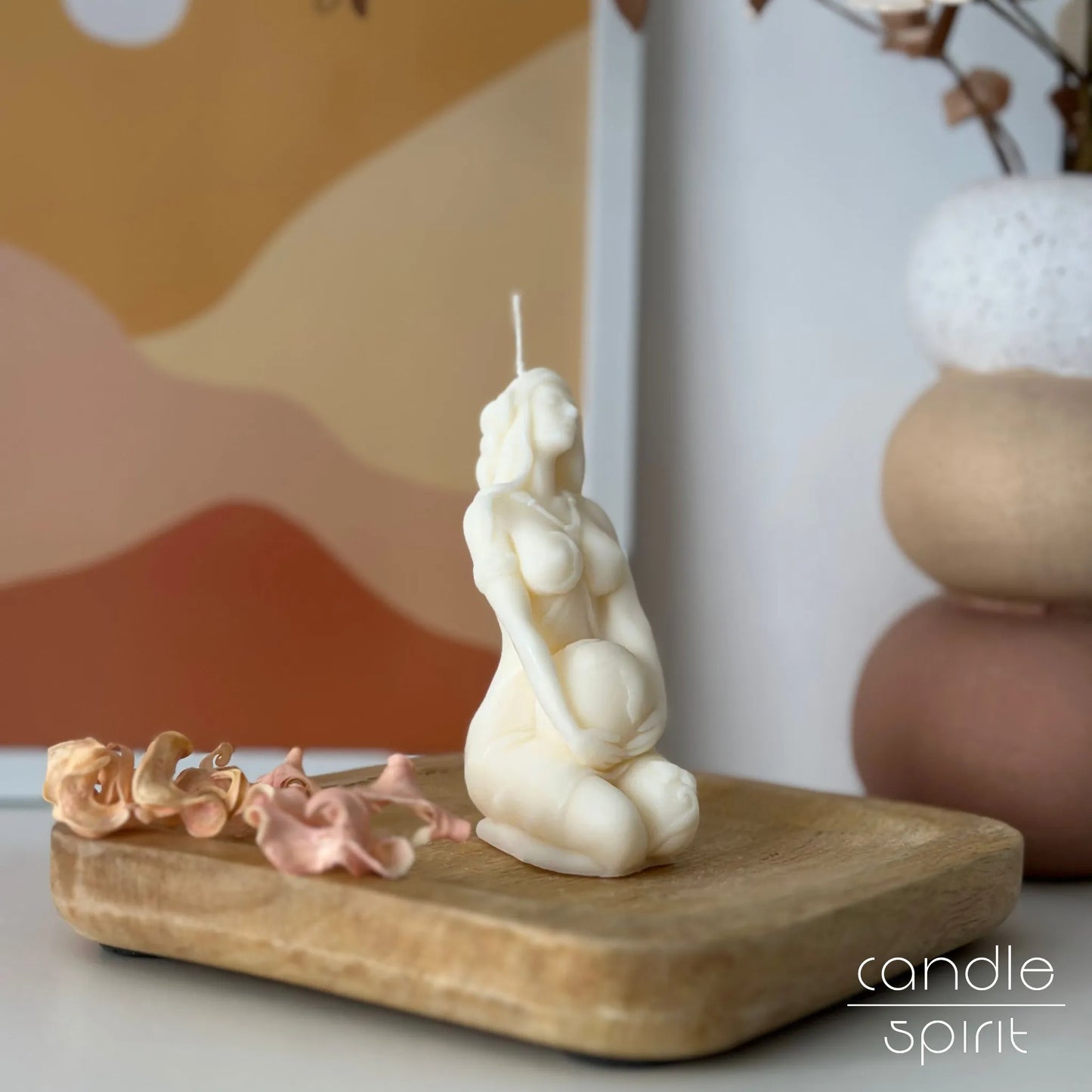 Tellus goddess candle - elegant soy candle of Mother Earth. Ideal yoga studio, spa, and home decor. 